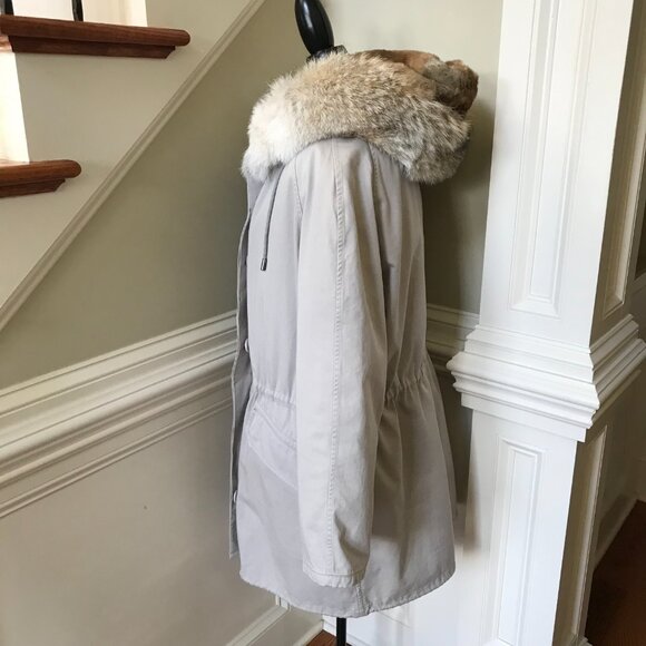 Yves Salomon YS Army Parka Coat Womens 42 XL Gray Fur Lined Waterproof Jacket - Picture 12 of 15